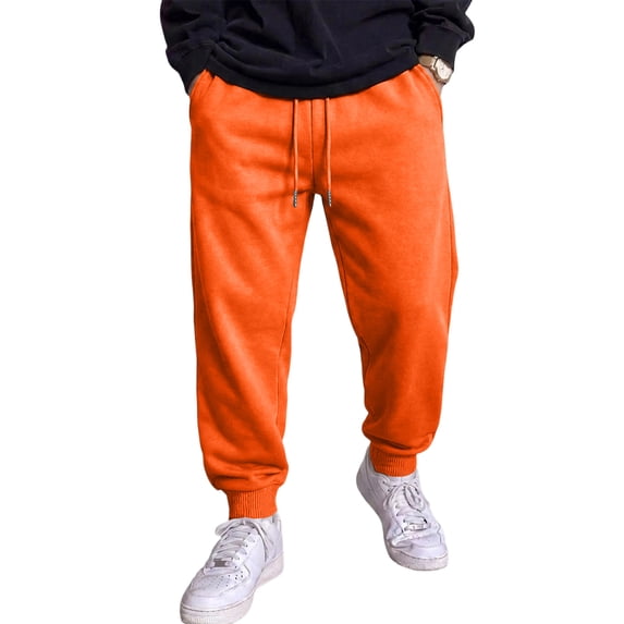 Resicozy Sweatpants for Men Lightweight Cotton Cuffed Jogger Sweatpant Casual Drawstring Elastic Waist Pant with Pockets Saffron XL