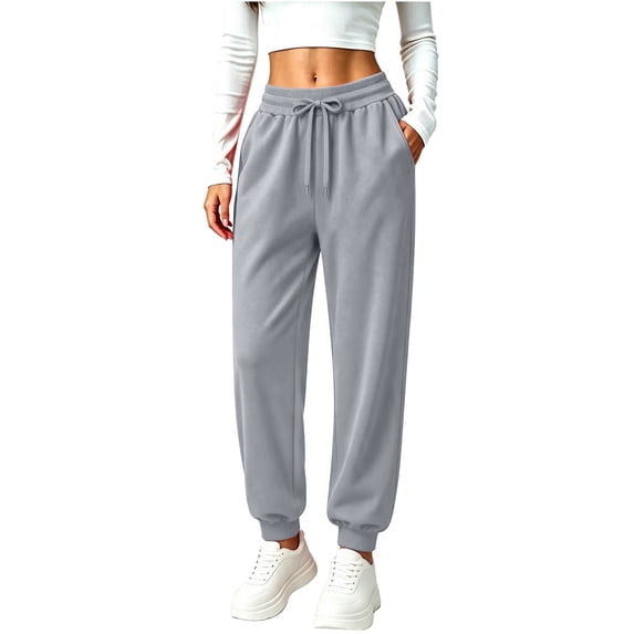 Resicozy Sweatpants for Women Trendy Drawstring Bottom Lounge Pant Lightweight Baggy Joggers with Pocket Light Gray XL