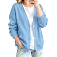 thumbnail image 1 of Resicozy Sweatshirt Cardigan Women Button Down Lightweight Jacket V-Neck Open Front Oversized Drop Shoulder Sweatshirts with Pockets Light Blue XL, 1 of 9