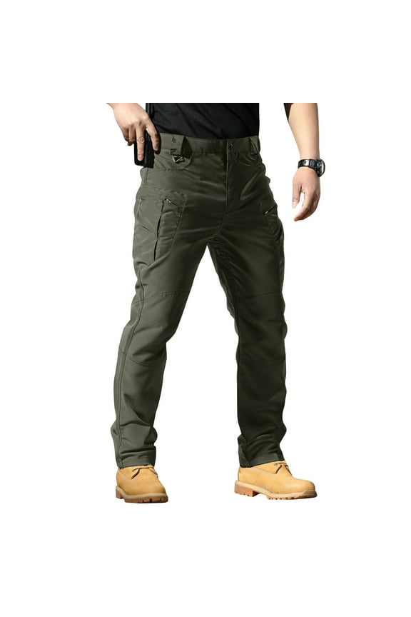 Tactical Cargo Pants for Men Outdoor Waterproof Quick Dry Solid Hiking Pants Baggy Work Multi Pocket Trousers Army Green 3XL