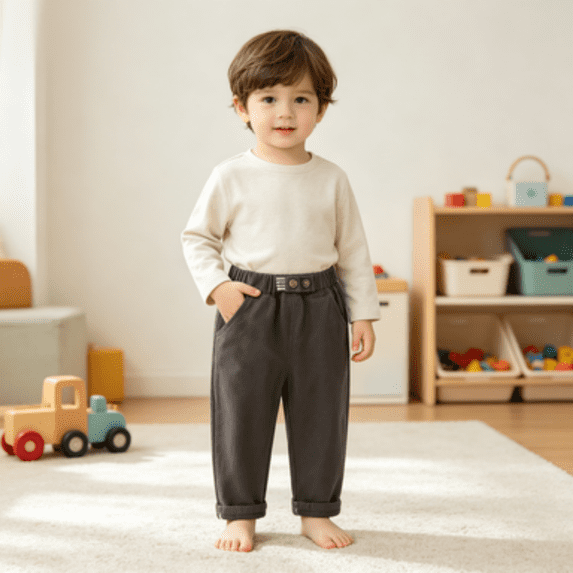 Resicozy Toddler Baby Boys Cargo Pants Joggers Sweatpants Stretch Pants with Pocket Front Buttons School Uniform Hiking Trousers 2-8 Years Army Green 100