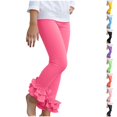 thumbnail image 1 of Resicozy Toddler Leggings Baby Girls Ruffle Pants Cute Soft Breathable Pants for Child with Elastic Waistband, Gift for Birthday Party 2-13 Years Hot Pink 160, 1 of 3
