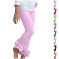 thumbnail image 1 of Resicozy Toddler Leggings Baby Girls Ruffle Pants Cute Soft Breathable Pants for Child with Elastic Waistband, Gift for Birthday Party 2-13 Years Pink 120, 1 of 3