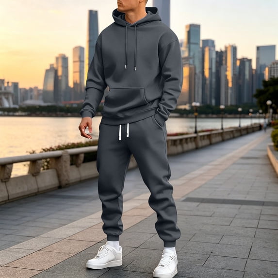 Resicozy Track Suits for Men 2 Piece Hoodies With Sweatpants Sets Casual Running Jogging Sport Suit Dark Gray 3XL