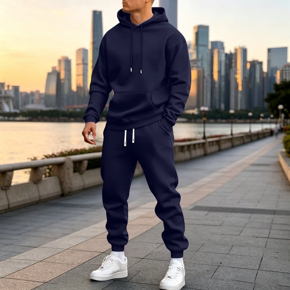 Resicozy Track Suits for Men 2 Piece Hoodies With Sweatpants Sets Casual Running Jogging Sport Suit Navy M