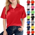 thumbnail image 1 of Resicozy Uniform Short Sleeve Polo Shirt for Children Button Closure Comfortable Soft Trendy Solid Color Pullover Tops Gray 10-11 Years, 1 of 4