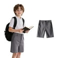 thumbnail image 1 of Resicozy Uniform Shorts for Boys Casual Elastic Waist Golf Dressy Solid Color Shorts with Pockets Gray 5-6 Years, 1 of 3