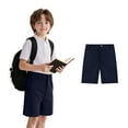thumbnail image 1 of Resicozy Uniform Shorts for Boys Casual Elastic Waist Golf Dressy Solid Color Shorts with Pockets Navy 2-3 Years, 1 of 3