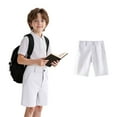 thumbnail image 1 of Resicozy Uniform Shorts for Boys Casual Elastic Waist Golf Dressy Solid Color Shorts with Pockets White 5-6 Years, 1 of 3