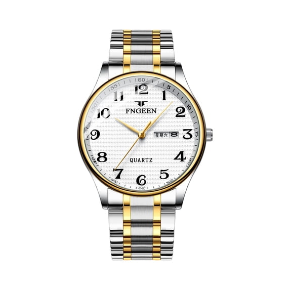 Resicozy Unisex Watches Stainless Large Numer Easy to Quartz Sports Business Classic Watch for Men Women with Date Gold White