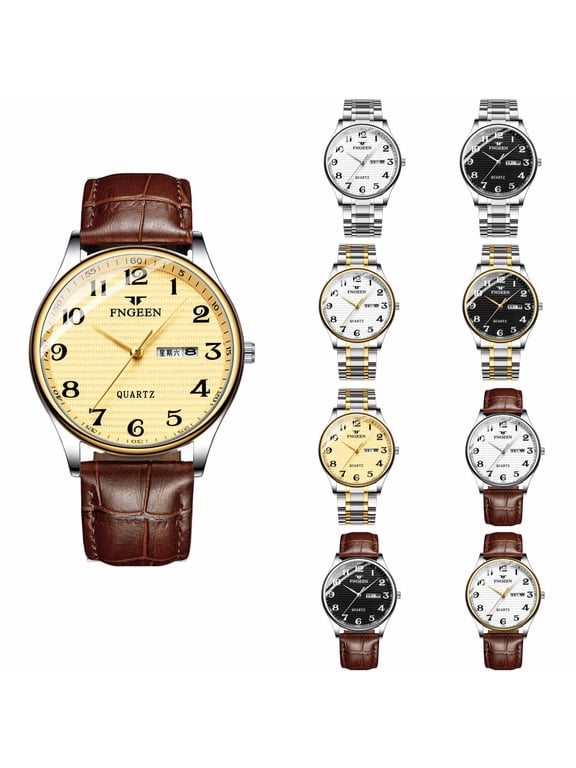 Unisex Watches Stainless Large Numer Easy to Quartz Sports Business Classic Watch for Men Women with Date Silvery Black