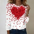 thumbnail image 1 of Resicozy Valentine Shirts for Women 2026 Long Sleeve Crew Neck Holiday Tops Tunic Loose Fit Cute Heart Print Blouse Pink#1 2XL, 1 of 4