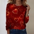 thumbnail image 1 of Resicozy Valentine Shirts for Women 2026 Long Sleeve Crew Neck Holiday Tops Tunic Loose Fit Cute Heart Print Blouse Wine M, 1 of 4