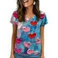 thumbnail image 1 of Resicozy Valentine's Day Scrubs Tops for Women V Neck Short Sleeve Cute Print Shirts Comfy Nurse Uniform with Pockets 2026 Navy#2 M, 1 of 4