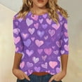 thumbnail image 1 of Resicozy Valentines Shirts For Women 3/4 Length Sleeve Valentine Day Top 2026 Cute Heart Printed Graphic Shirt Crewneck Pullover Pink#1 M, 1 of 4