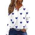 thumbnail image 1 of Resicozy Valentines Shirts For Women Long Sleeve Shirt Valentine Day Button Neck Top 2026 Love Heart Printed Graphic Pullover Blue M, 1 of 5