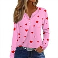 thumbnail image 1 of Resicozy Valentines Shirts For Women Long Sleeve Shirt Valentine Day Button Neck Top 2026 Love Heart Printed Graphic Pullover Light pink XL, 1 of 5