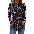 thumbnail image 1 of Resicozy Valentines Shirts For Women Long Sleeve Shirt Valentine Day Crewneck Top 2026 Love Heart Printed Graphic Pullover Black L, 1 of 5