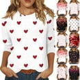 thumbnail image 1 of Resicozy Valentines Shirts for Women 3/4 Sleeve Shirts Trendy 2026 Cute Love Heart Print Tunic Tops Plus Size Casual Blouses Red L, 1 of 5