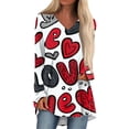 thumbnail image 1 of Resicozy Valentines Shirts for Women Funny Heart Printed Shirt Pullover Casual V-Neck Top Long Sleeve Tee Tops White XL, 1 of 6