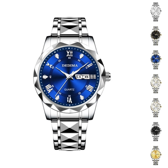 Resicozy Vintage Watch for Men Elegant Fashion Casual Wrist Watch Stainless Steel Quartz Day Date Watches