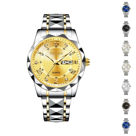 Resicozy Vintage Watch for Men Elegant Fashion Casual Wrist Watch Stainless Steel Quartz Day Date Watches