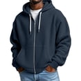 thumbnail image 1 of Resicozy Waffle Knit Hoodies for Men Full Zip Sweatshirt Hooded Cardigan with Pocket Loose Fit Athletic Jackets Navy 2XL, 1 of 7