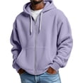 thumbnail image 1 of Resicozy Waffle Knit Hoodies for Men Full Zip Sweatshirt Hooded Cardigan with Pocket Loose Fit Athletic Jackets Purple 2XL, 1 of 7