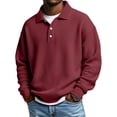 thumbnail image 1 of Resicozy Waffle Long Sleeve Polo Shirts for Men Buttons Collared Slim Fit Golf Shirts Casual Office Fashion T Shirts Red L, 1 of 3