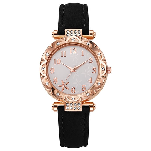Resicozy Watch for Women Round Dial Dress Watches Elegant Comfortable Casual Wristwatch with Leather Strap Black
