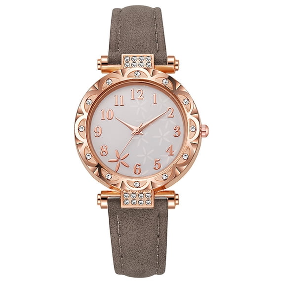 Resicozy Watch for Women Round Dial Dress Watches Elegant Comfortable Casual Wristwatch with Leather Strap Gray