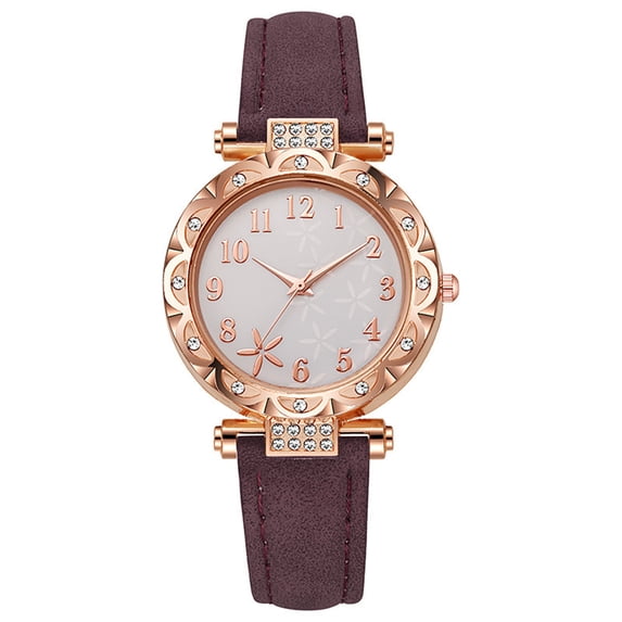 Resicozy Watch for Women Round Dial Dress Watches Elegant Comfortable Casual Wristwatch with Leather Strap Purple