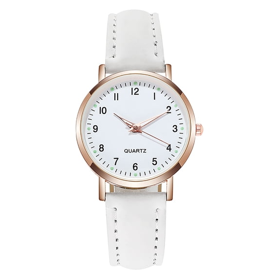 Resicozy Watch for Womens Quartz Watch Round Casual Lightweight Wrist Watches Easy Reader Watch with Leather Strap White