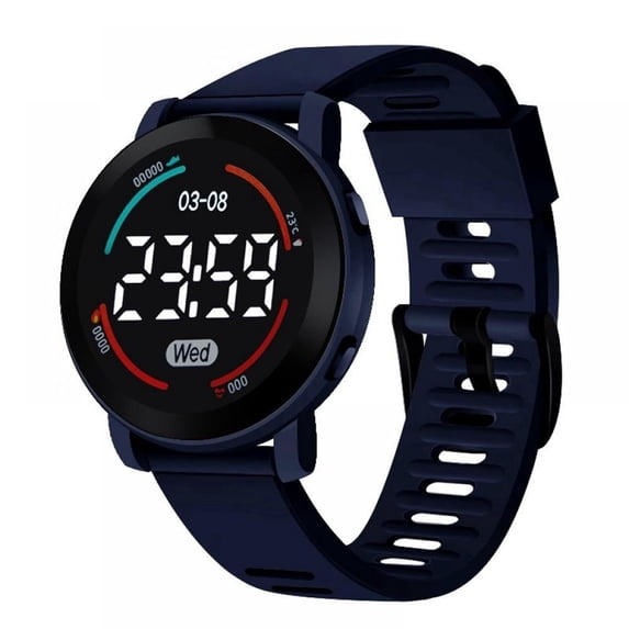Resicozy Watches for Boys and Girls Round LED Digital Sports Watch Large Display Date Week Unisex Outdoor Sports Student Watch Blue -EK11