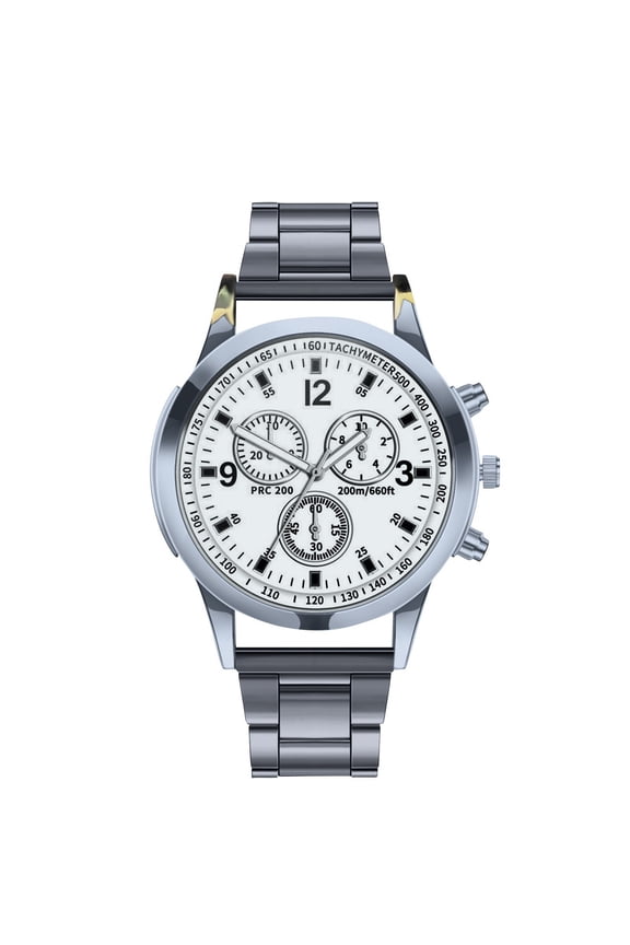 Watches for Men Casual Big Face Watch Stainless Quartz Dress Watches Multifunction Watch Silver with White Face