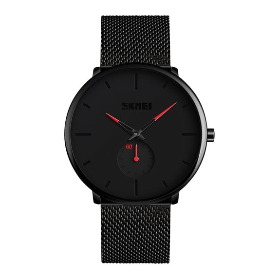 Resicozy Watches for Men Casual Quartz Sports Watches Fashion Round Dial Watch with Mesh Strap Red