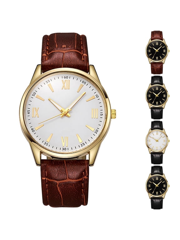 Watches for Men Quartz Waterproof Wristwatch with Leather Band Casual Simple Fashion Mens Watches Gift Gold
