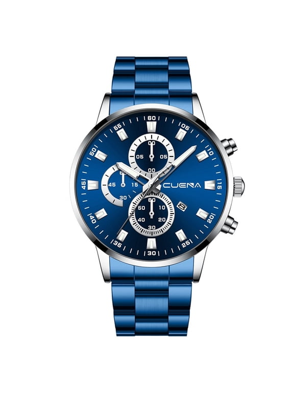 Watches for Men Trendy Quartz Wristwatches Business Watches with Round Dial 2026 Blue