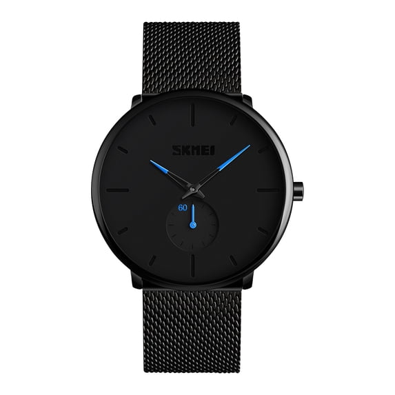 Resicozy Watches for Men with Mesh Strap Easy Dial Sport Casual Quartz Wristwatches Daily Blue
