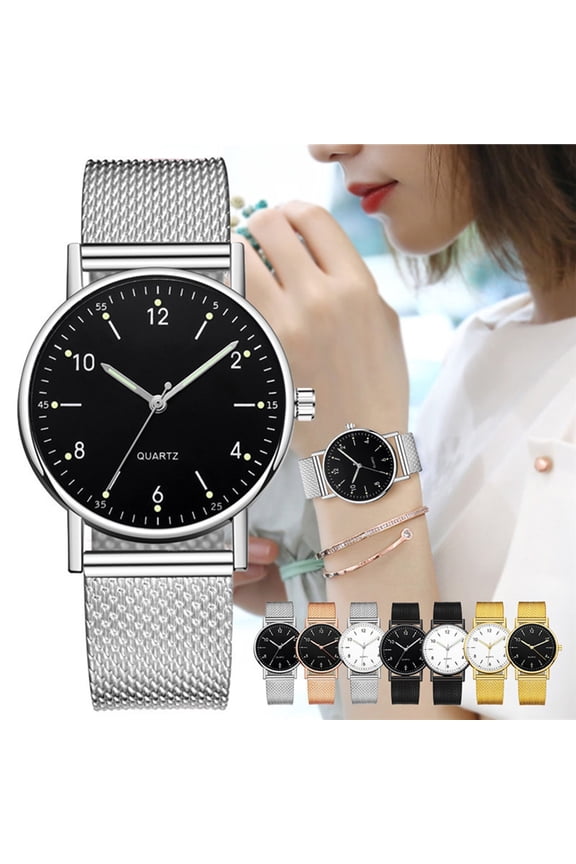Watches for Women Casual Round Dial Stylish Quartz Wrist Watches with Mesh Strap Silver with White Face