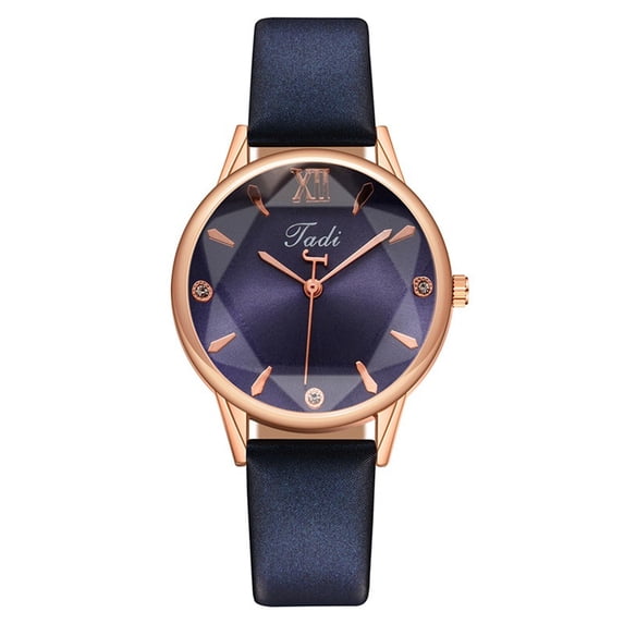 Resicozy Watches for Women Quartz Round Wrist Watches 2026 Soft Leather Strap Casual Wristwatches Royal Blue