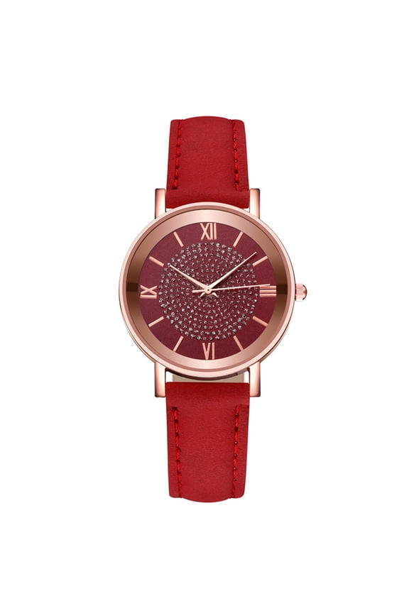 Watches for Women Quartz Watch Casual Wrist Watches Easy Reader Watch with Leather Strap 2026 Red