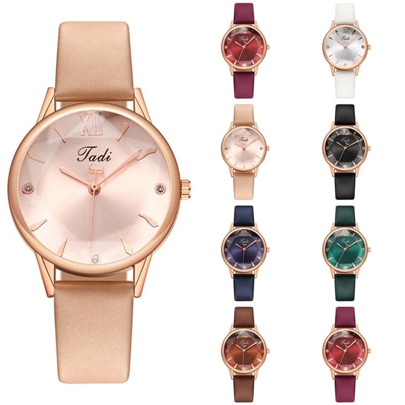 Resicozy Watches for Women Simple Clear Arabic Numeral Easy to Dial Quartz Watches Soft Leather Strap Casual Wristwatch 2026 Rose Gold
