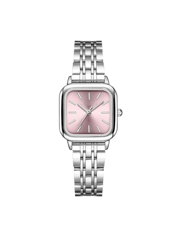 Watches for Women Wrist Watches Strap Watch Casual Fashion Stainless Simple Square Quartz Wristwatch Pink