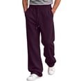 thumbnail image 1 of Resicozy Wide Leg Sweatpants Men Casual Straight Fleece Sweat Pants Athletic Workout Gym Jogger with Pockets Dark Purple L, 1 of 5