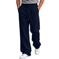 thumbnail image 1 of Resicozy Wide Leg Sweatpants Men Casual Straight Fleece Sweat Pants Athletic Workout Gym Jogger with Pockets Navy S, 1 of 5