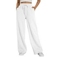 thumbnail image 1 of Resicozy Wide Leg Sweatpants Women High Waisted Drawstring Baggy Trousers Workout Athletic Joggers Casual Loose Solid Sweat Pants White L, 1 of 6