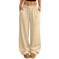 thumbnail image 1 of Resicozy Wide Leg Sweatpants Women Low Rise Baggy Pants Fall Fashion Lounge Lightweight Sweat Pants with Pockets Beige S, 1 of 5