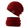 thumbnail image 1 of Resicozy Winter Beanie Hat Scarf Set for Men Fleece Lined Warm Ski Soft Adjustable Neck Gaiter Thick Knit Versatile Winter Wear Wine, 1 of 3