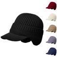 thumbnail image 1 of Resicozy Winter Beanie with Brim Fleece Lined Hat for Men Soft Warm Stretchy Fit Hat Cold Gifts for Golf Hiking Daily Outdoor Work Dark Blue, 1 of 9